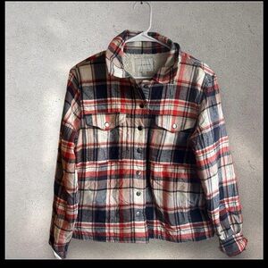 Lucky Brand jacket shacket flannel Plaid Shirt with Sherpa Lining